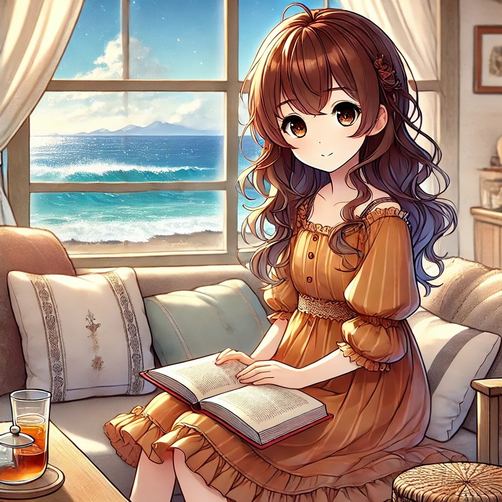 marieta leyendo en un salon